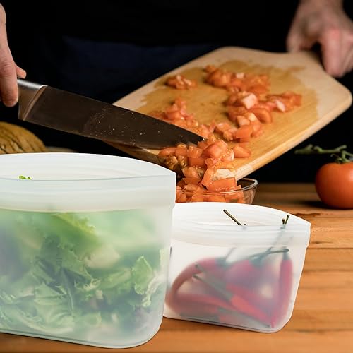 Miniatura 2 de Bolsas de silicona para almacenamiento de alimentos, contenedores reutilizables de almacenamiento de alimentos, bolsas de silicona con cierre de