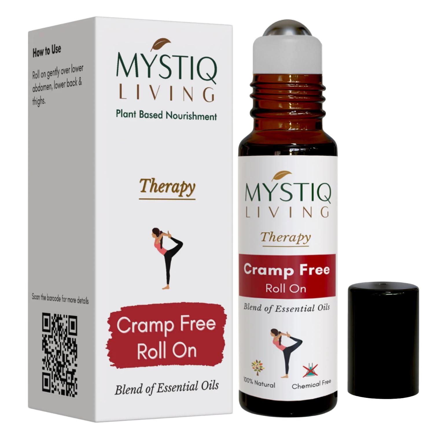 Mystiq Living Therapy Cramp Free Roll On - Blend Of Pure Essential Oils in Roll On Bottle, Relief From Menstrual Pain, Muscle Cramp Relief