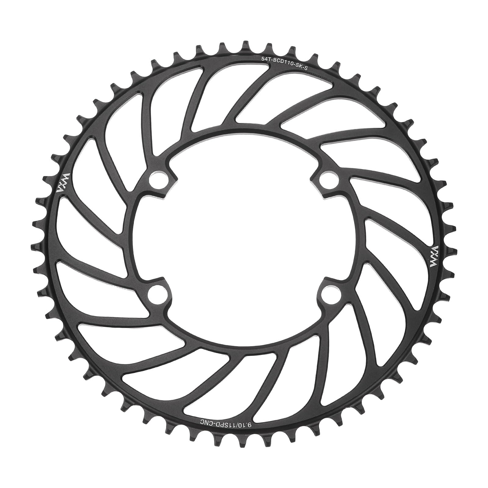 sourcing map 110BCD Bike Chainring 54T 9/10/11 Speed 224mm Diameter Round Aluminum Narrow Wide Tooth Bike Chainwheel for MTB Road Bike, Black