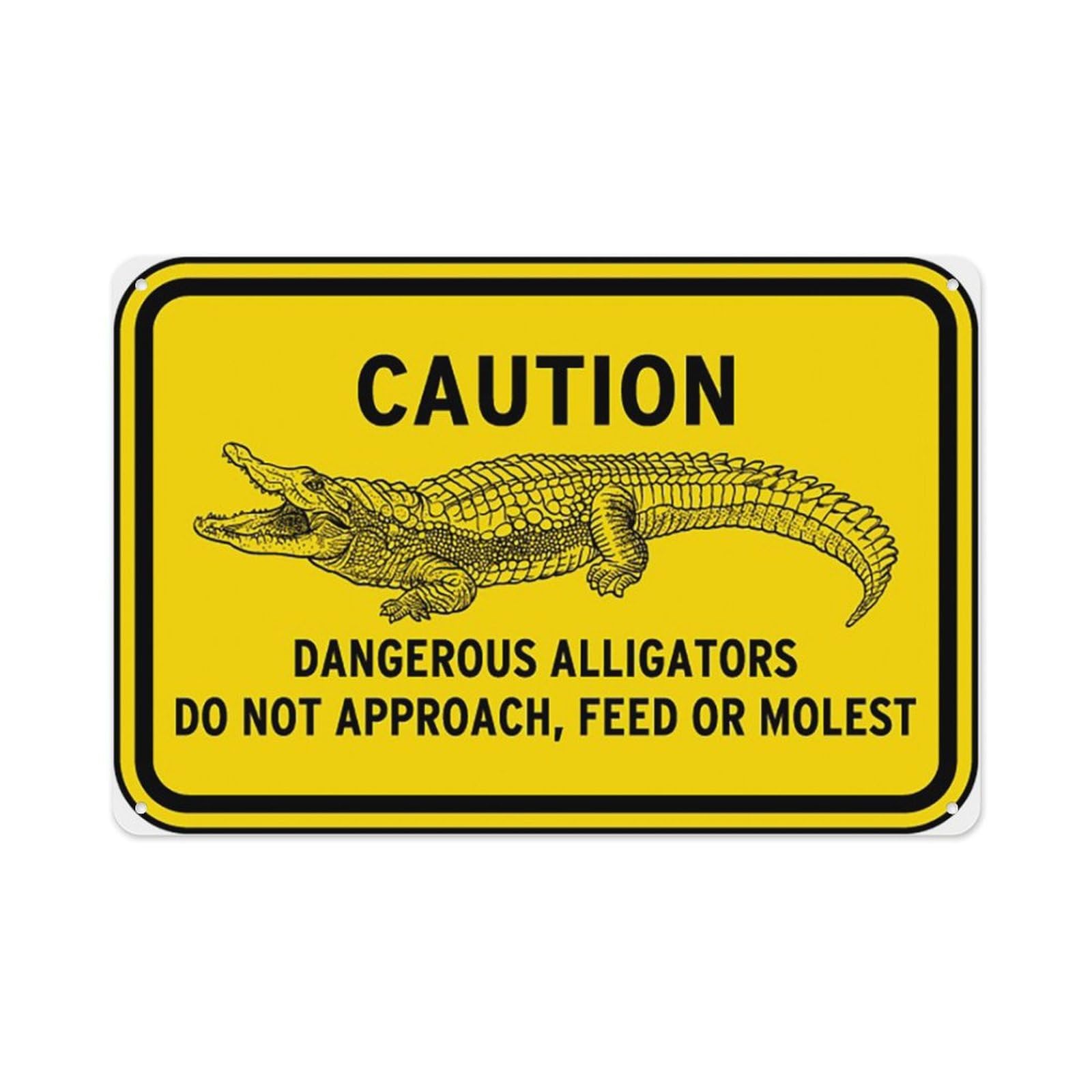 Peiyeety A05 Dangerous Alligators Sign Aluminum Tin Warning Signs For Home Outdoor Garden 12X16 Inches