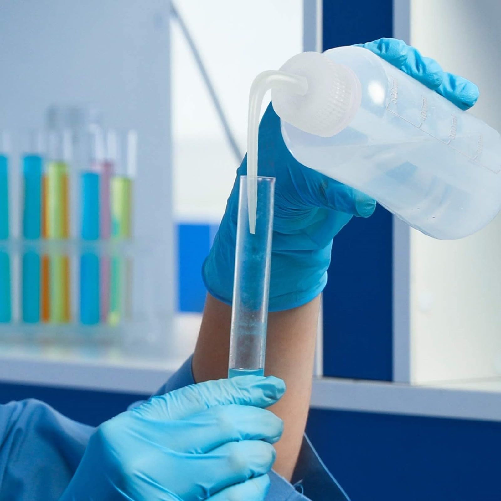 6 bottiglie di sicurezza in plastica da 500 ml, bottiglia da spremere con punta inclinata per un flusso uniforme, bottiglia flessibile per conservare acetone, utensili da lavaggio