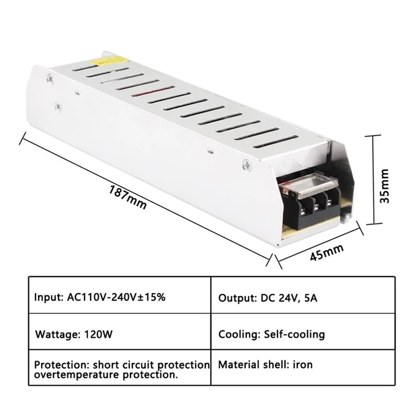 1PCS 12V 24V alimentazione elettrica di commutazione 12 24 V 1A 2A 3A 5A 8A 10A 20A 30A sorgente 220V a 12V 24V desktop di alimentazione SMPS(12V 15A 180W)