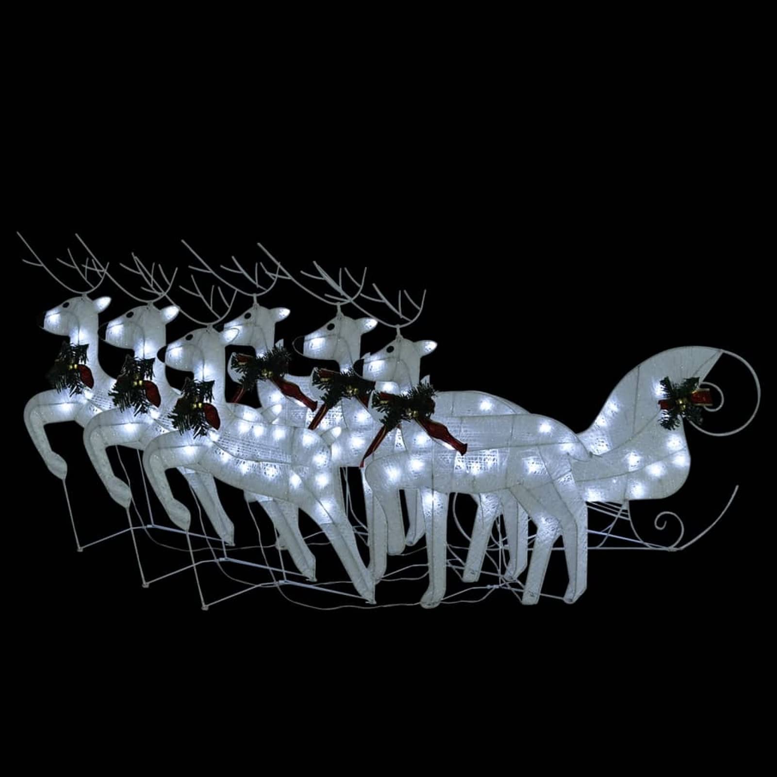 Decoración Navide?a de jardín Renos y Trineo Blanco 140 LED, Leepesx Renos De Navidad, Decoracion Navidad Exterior, Figura Luz Navidad, Reno Luminoso Exterior,