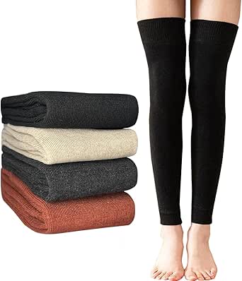 Geyoga 4-Pair Women's Fishnet Knee Stockings - Hollow Out Calf Socks