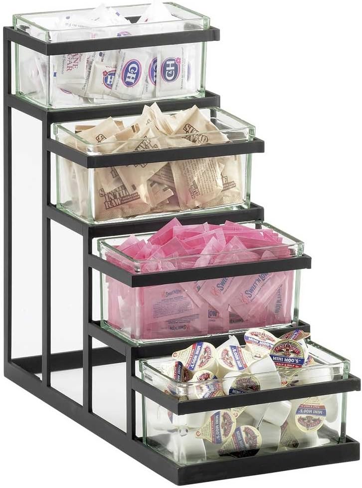 Cal-Mil 3338-13 Coffee and Tea Condiment Stair Step, 9" W x 18" D x 17" H, Black
