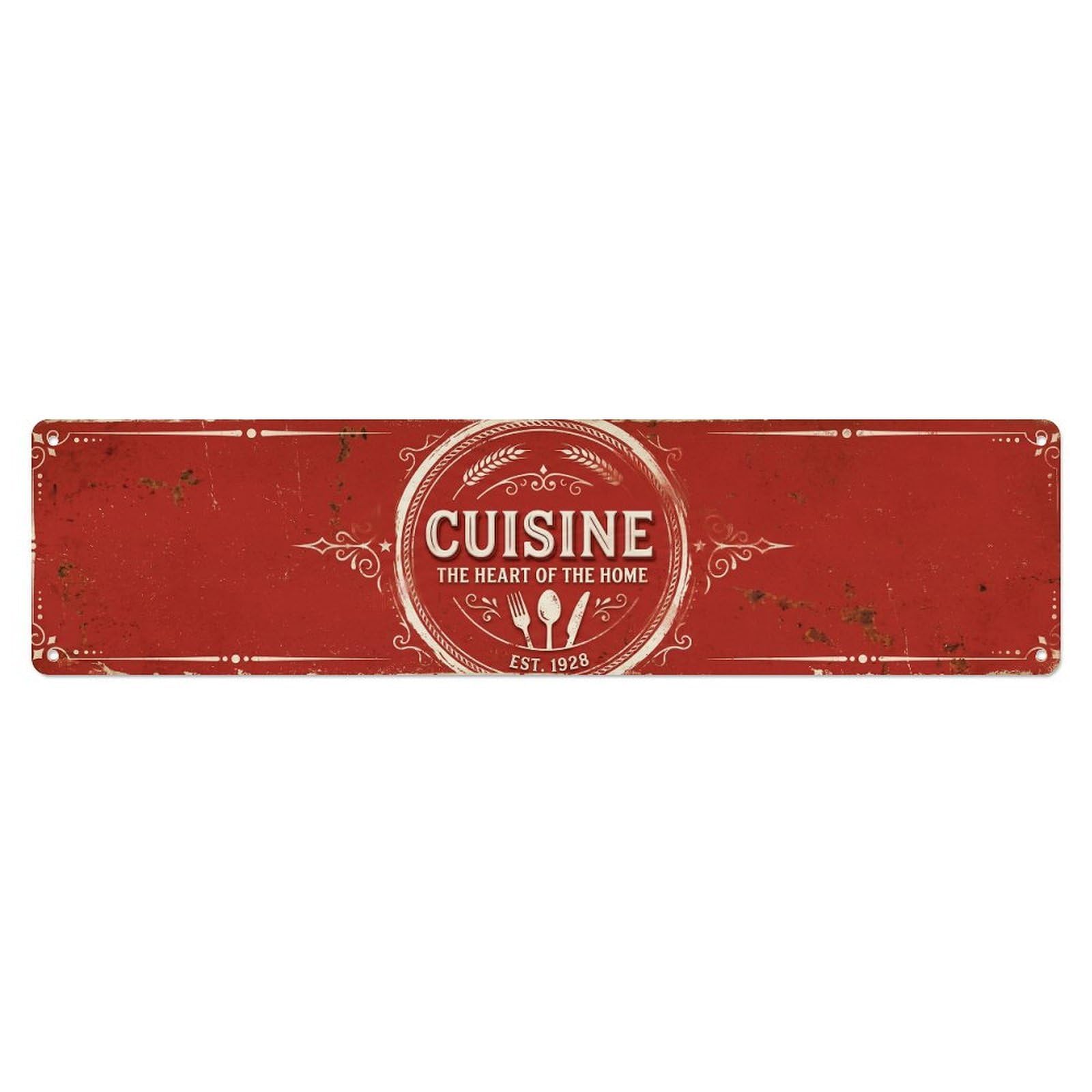 Kitchen Vintage Badge Utensils Wheat Food Zone Vintage Metal Tin Sign Wall Decor for Cafe, Club, Garden Metal Poster 4x16Inch