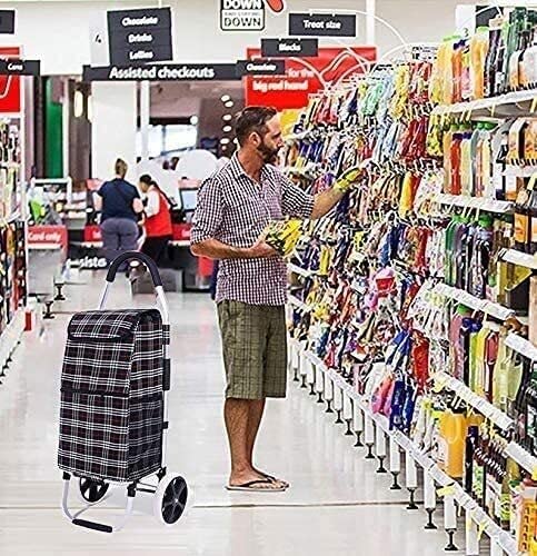 Einkaufstrolley Faltbarer Einkaufswagen Faltbarer Einkaufswagen, Leichter Einkaufswagen Mit 45-l-Tasche, Großes… – Bild 6