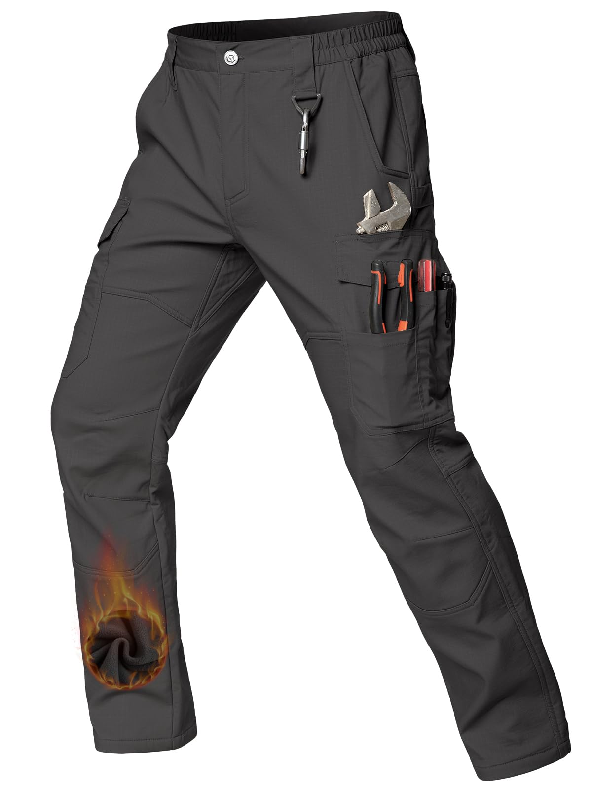 CARWORNIC Men's Ripstop Fleece Lined Tactical Work Pants