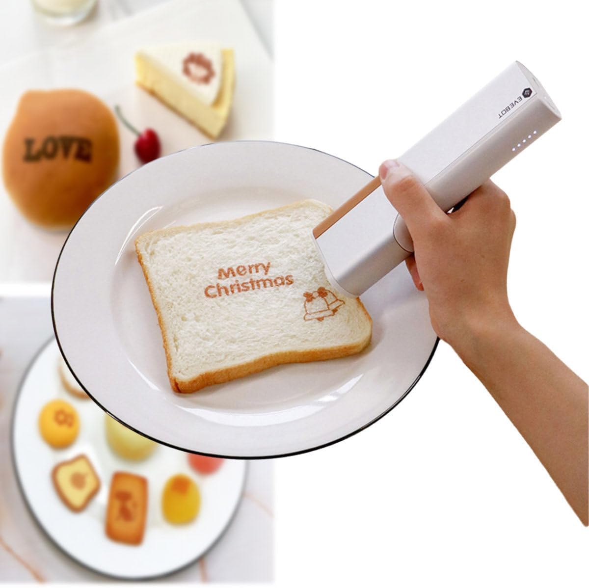 Mini imprimante alimentaire portable pour biscuit pain et gateau avec encre rouge 500mAh