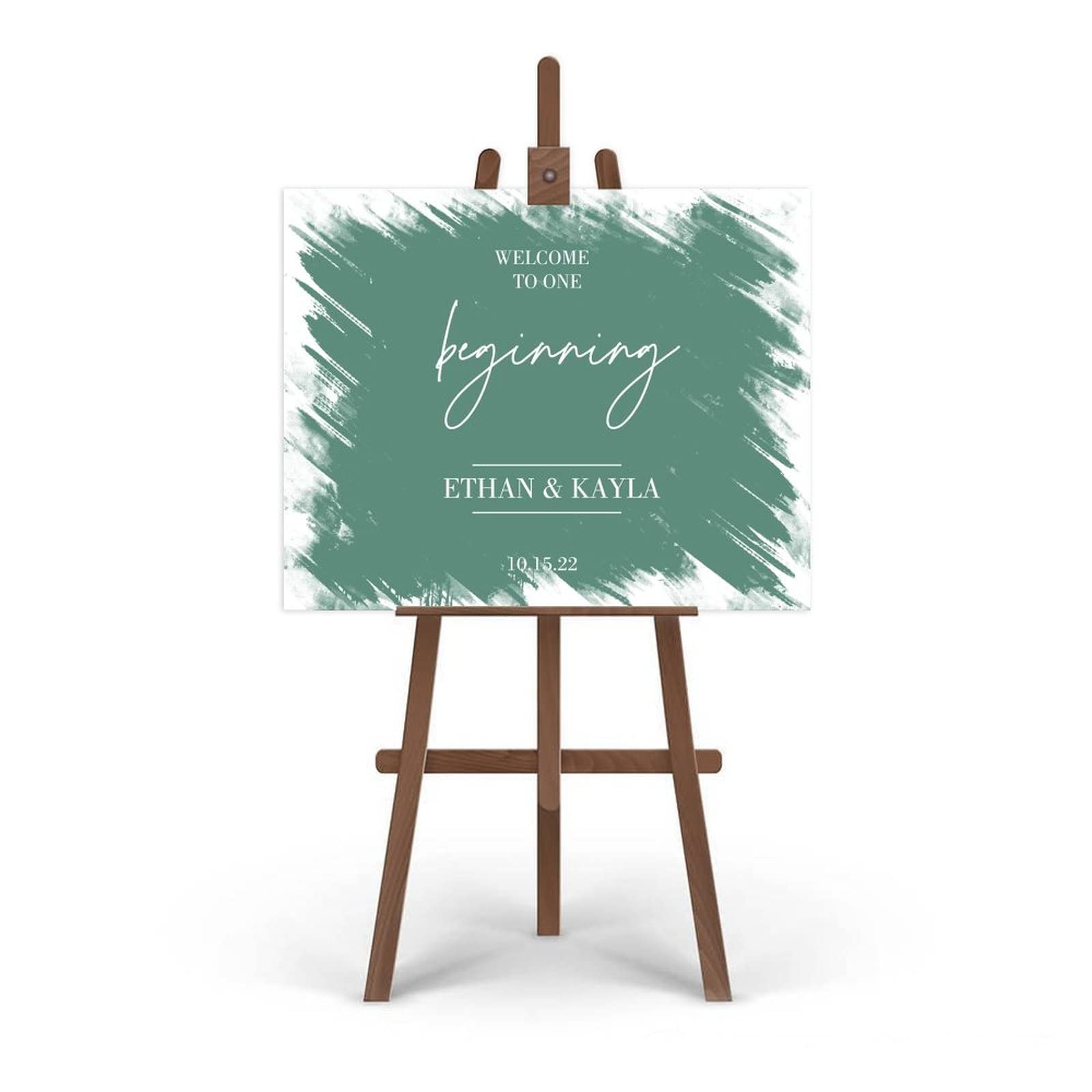 Panneau de mariage minimaliste modifiable personnalisé avec vos noms et dates pour couple nouvellement marié, cadeau de pendaison de crémaillère 50,8 x 76,2 cm