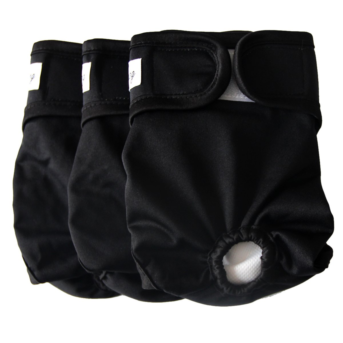 JoyDaog3 Pack Large Dog Diapers for Female Reusable Premium Jean Doggie Nappies Wrap,Black L