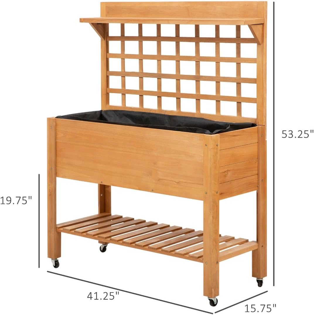 Elevated Garden Raised Bed Solid Wood Planter Flower Herb Boxes