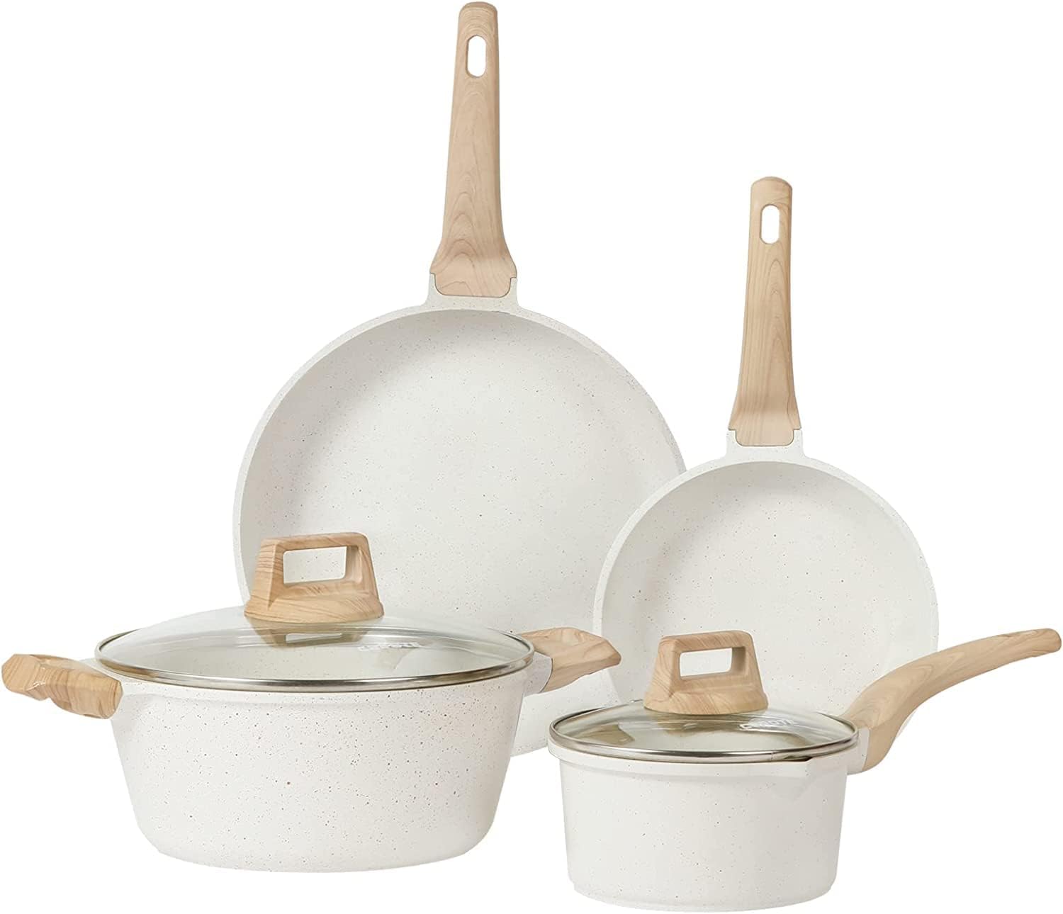 Non Stick Pots and Pans Set, Induction Cookware Set, Stackable Kitchen Cookware, Pans for Cooking (4PCS ICS Set)