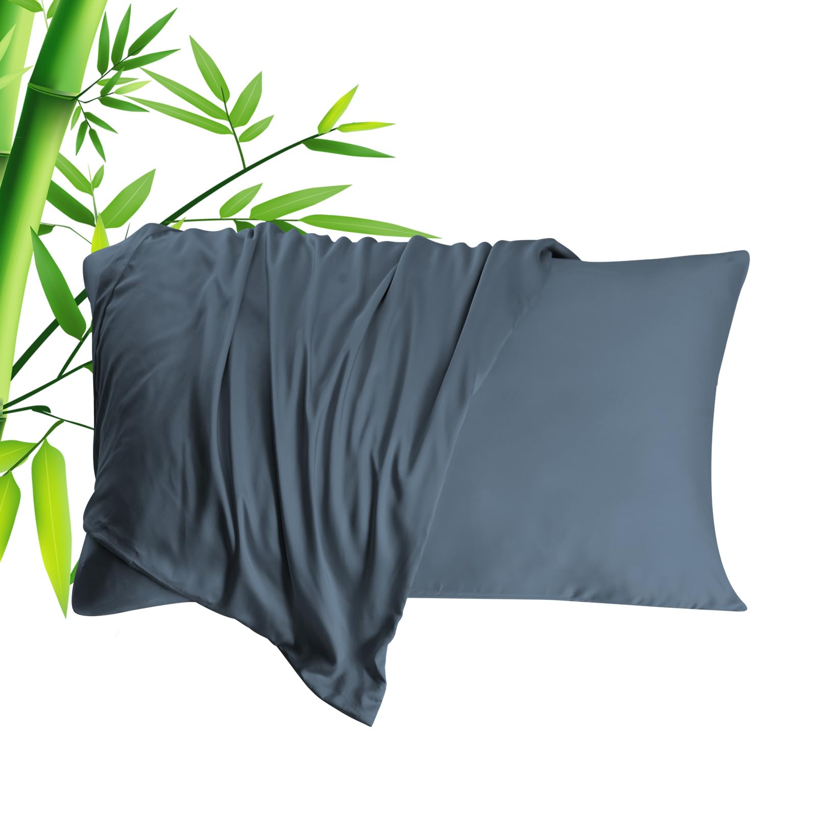 Warmstar 600 Thread Count Cooling Pillow Cases King Size Set of 2,Rayon Derived from Bamboo Cooling Pillow Cases for Hot Sleepers,Soft Breathable Silky Envelope Pillowcases,Blue Gray,20x36 Inches