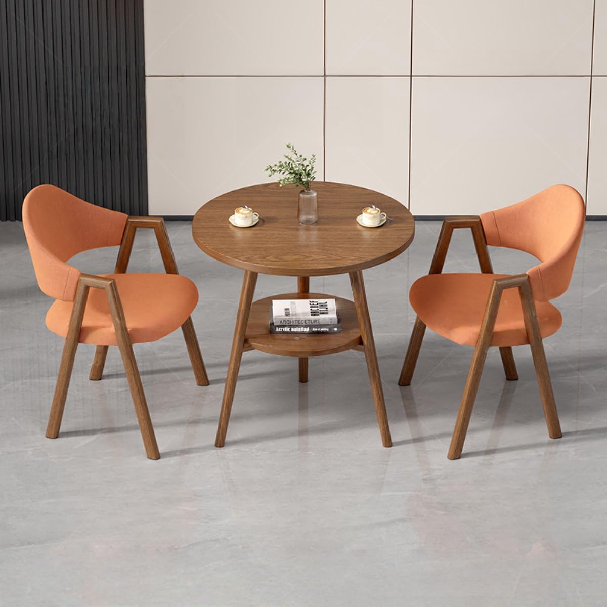 Round Reception Desk and Chair Set, Office Conference Table &amp; Chairs, Business Coffee Dining Table Set for Small Space Reception Room, Lounge, Conference Room