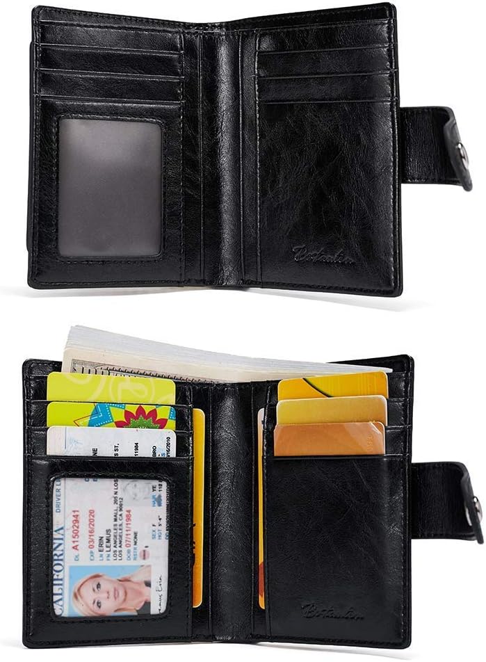 BOSTANTEN Women Leather Laptop Tote Office Shoulder Handbag Vintage Briefcase 15.6 inch and Women Leather Wallet RFID Blocking Small Bifold Zipper Pocket Wallet