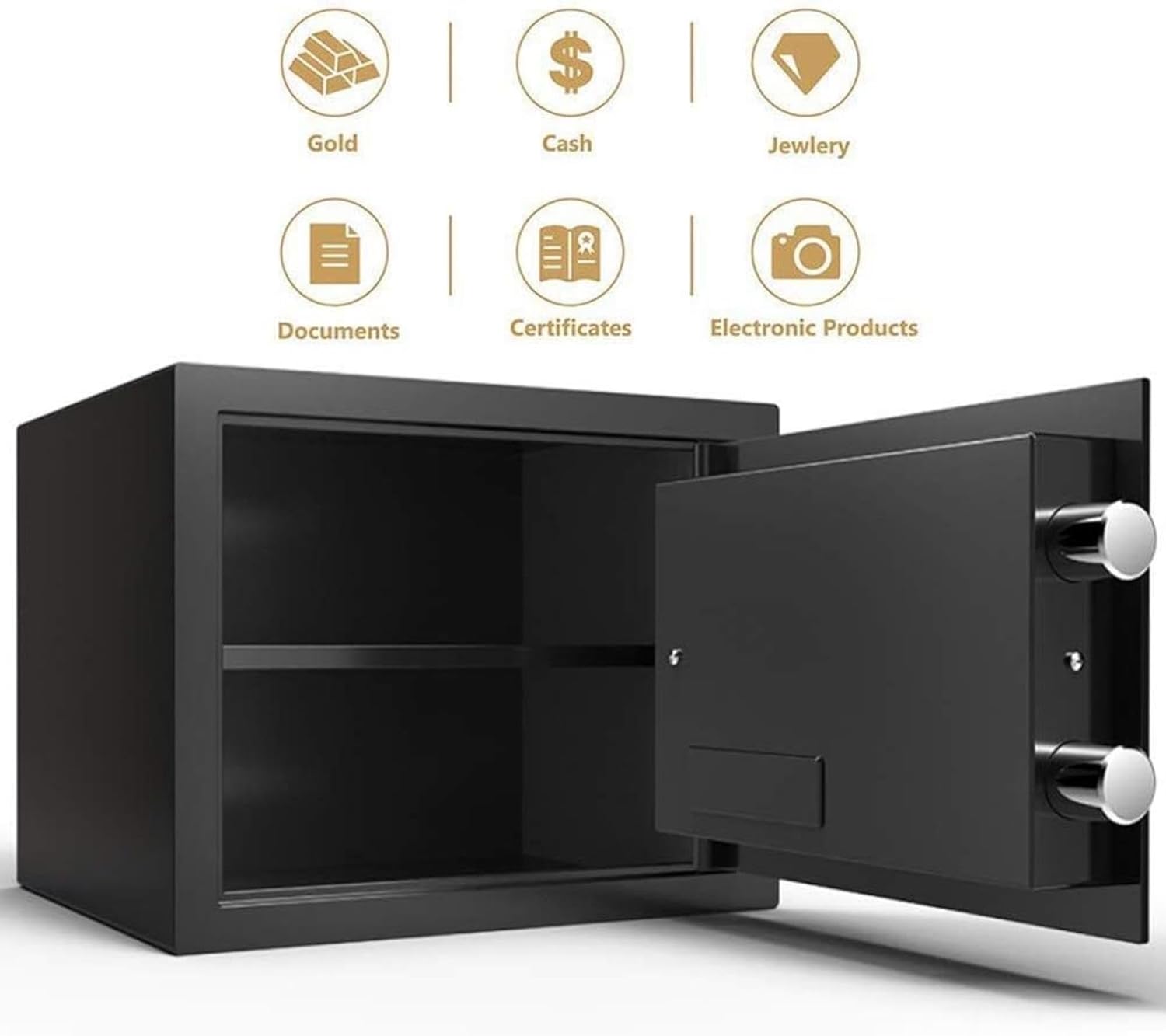 Home Safes - Safe Household Small, Fingerprint Password Safe Deposit Box, Steel Password Safe, Fireproof Waterproof for Home Office Hotel, 31 20 20Cm Hidden Safe