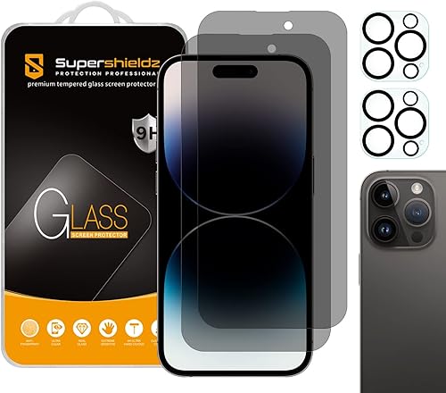 Miniatura 1 de Supershieldz Paquete de 2 protectores de pantalla antiespía diseñados para iPhone 14 Pro (6.1 pulgadas) + protector de pantalla de vidrio templado