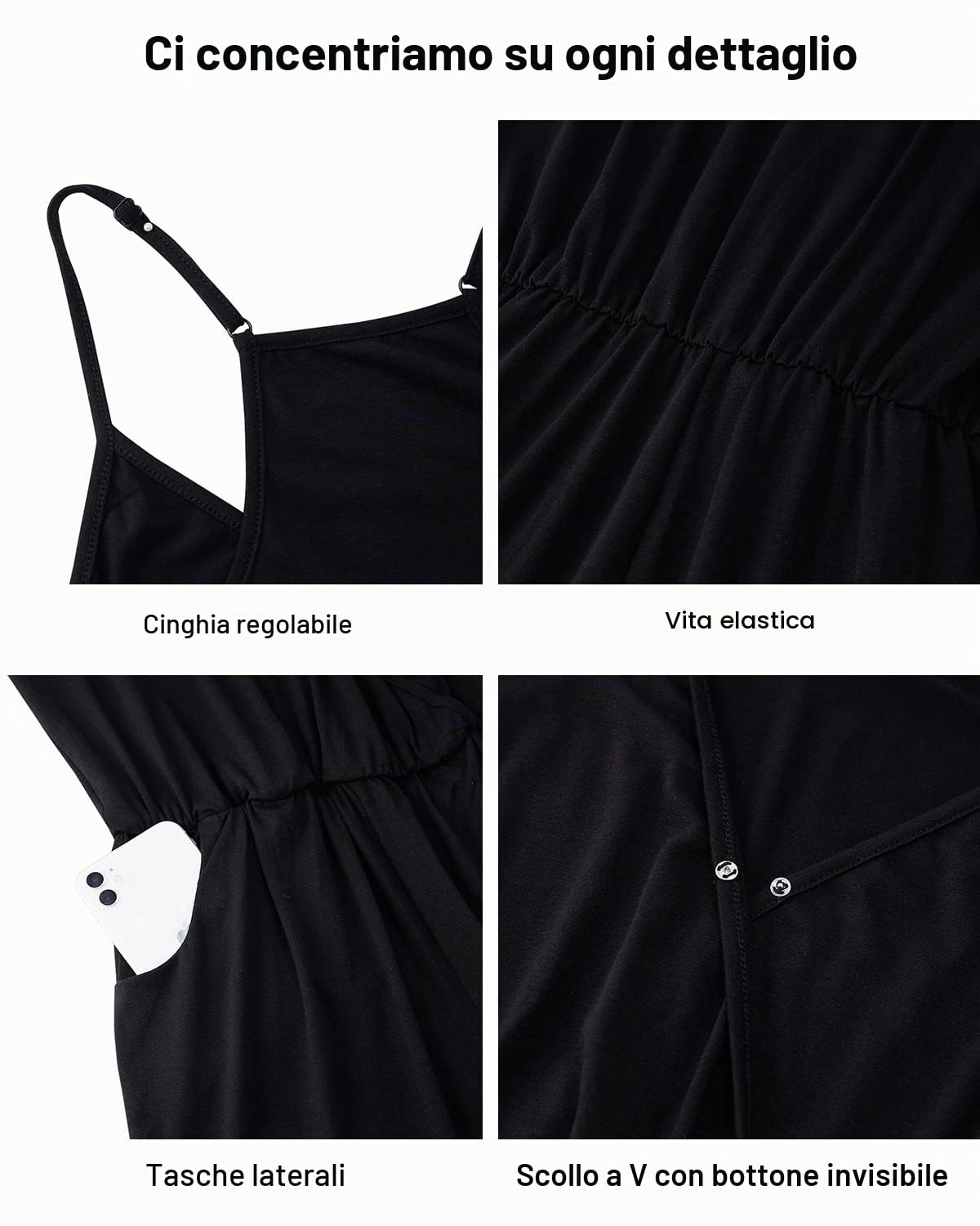 Loveternal Donna Jumpsuit Monopezzi Tutine Senza Manica Corta V Collo Estate Sottile Estivi Tuta Playsuit Casual Salopette Romper S-XL