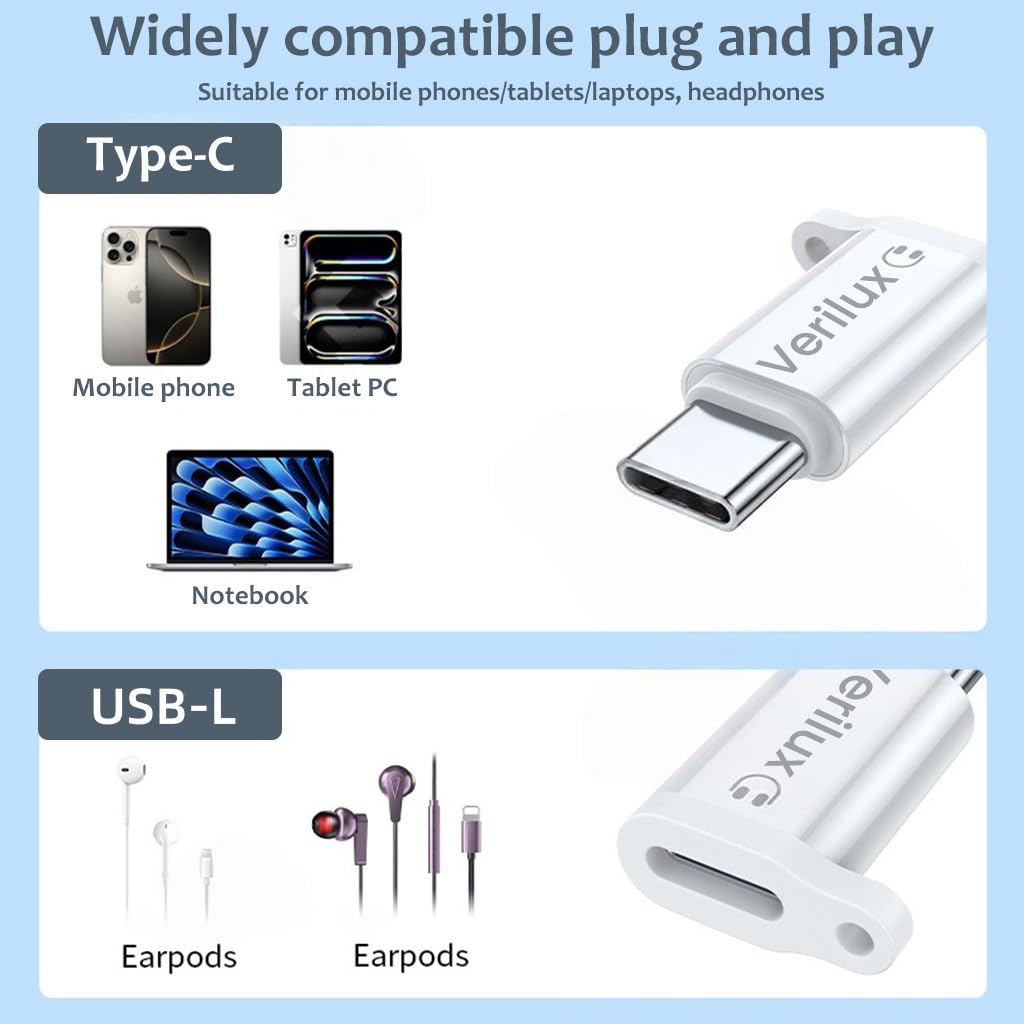 Verilux® Lighting to Type C Converter with Lanyard Holes, Type C Converter — Amazon image 7