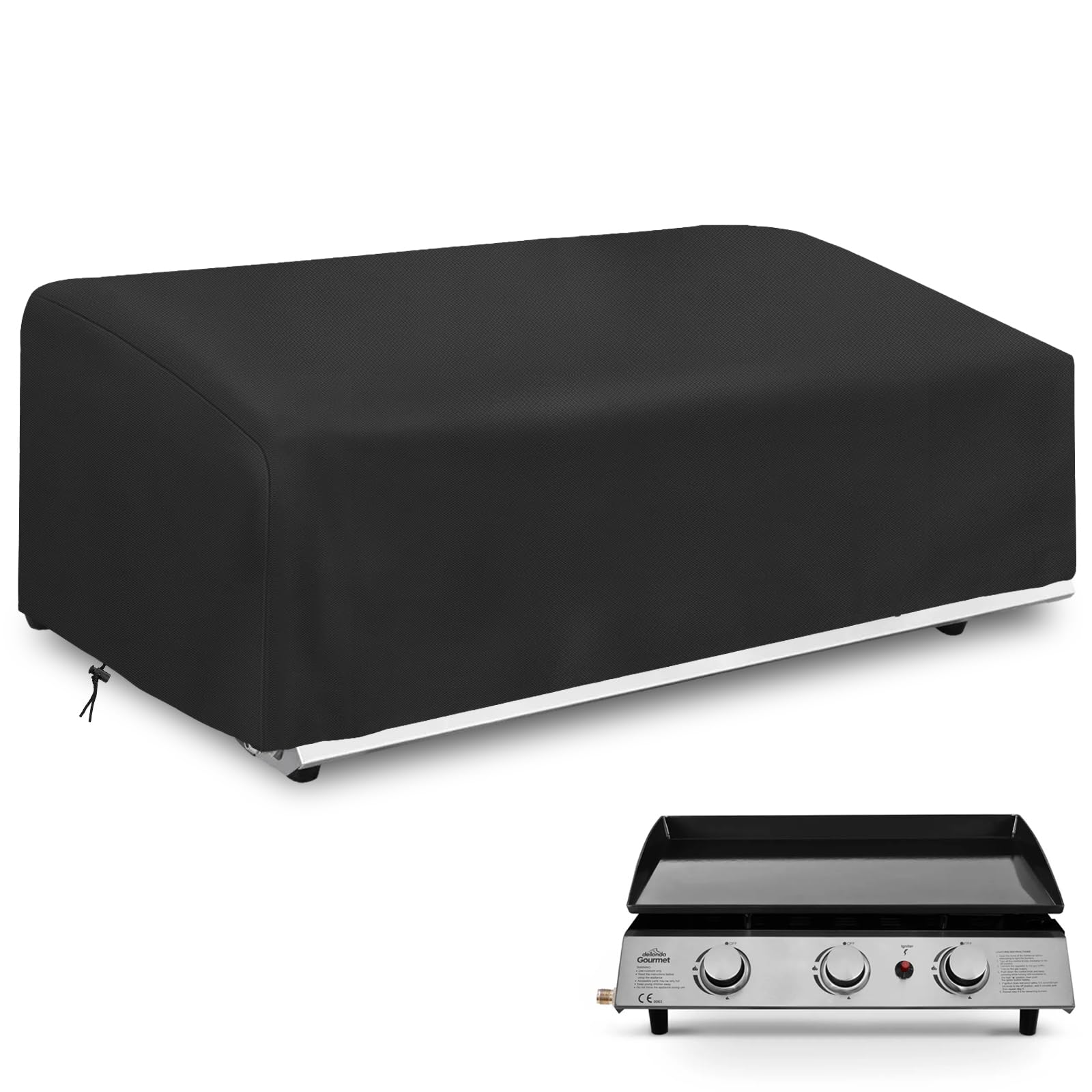 Housse Plancha 100% Imperméable 600D Oxford - Protection Barbecue Gazinière Noir 80x60x25cm
