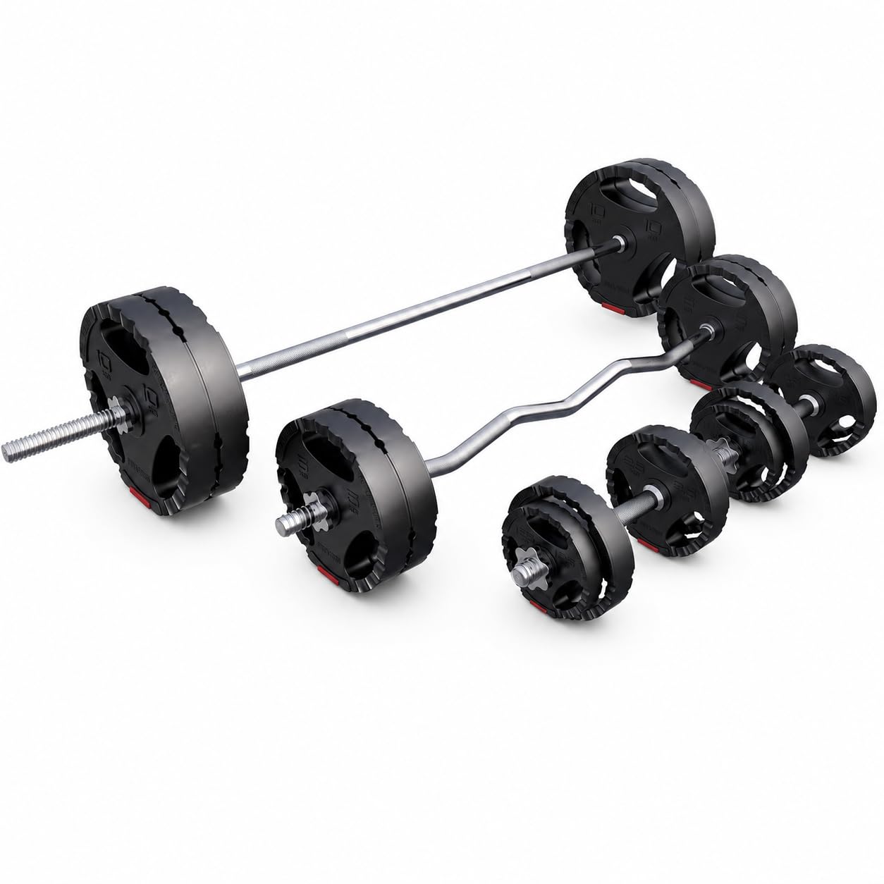 GORILLA SPORTS® Juego Completo de Pesas de Plástico 100 KG | Diámetro 30/31 mm