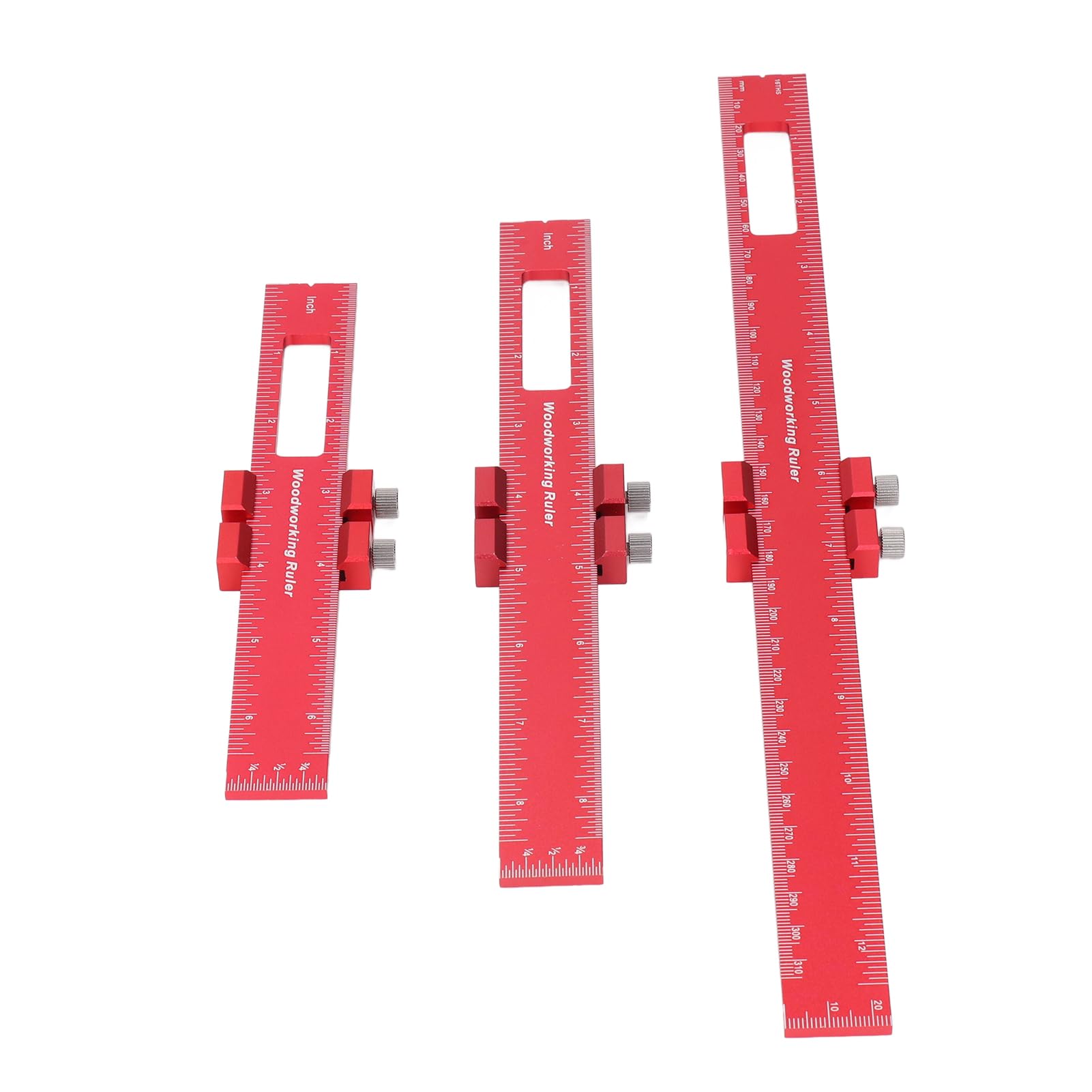 Pocket Ruler Set 6/8 / 12 in | Aluminum Metal Slide Stop | for