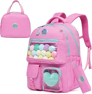 ZBAOGTW Cute Backpack for Girls Aesthetic Backpack School Backpack for Girls Backpack with Lunch Box Back to School Supplies Pink