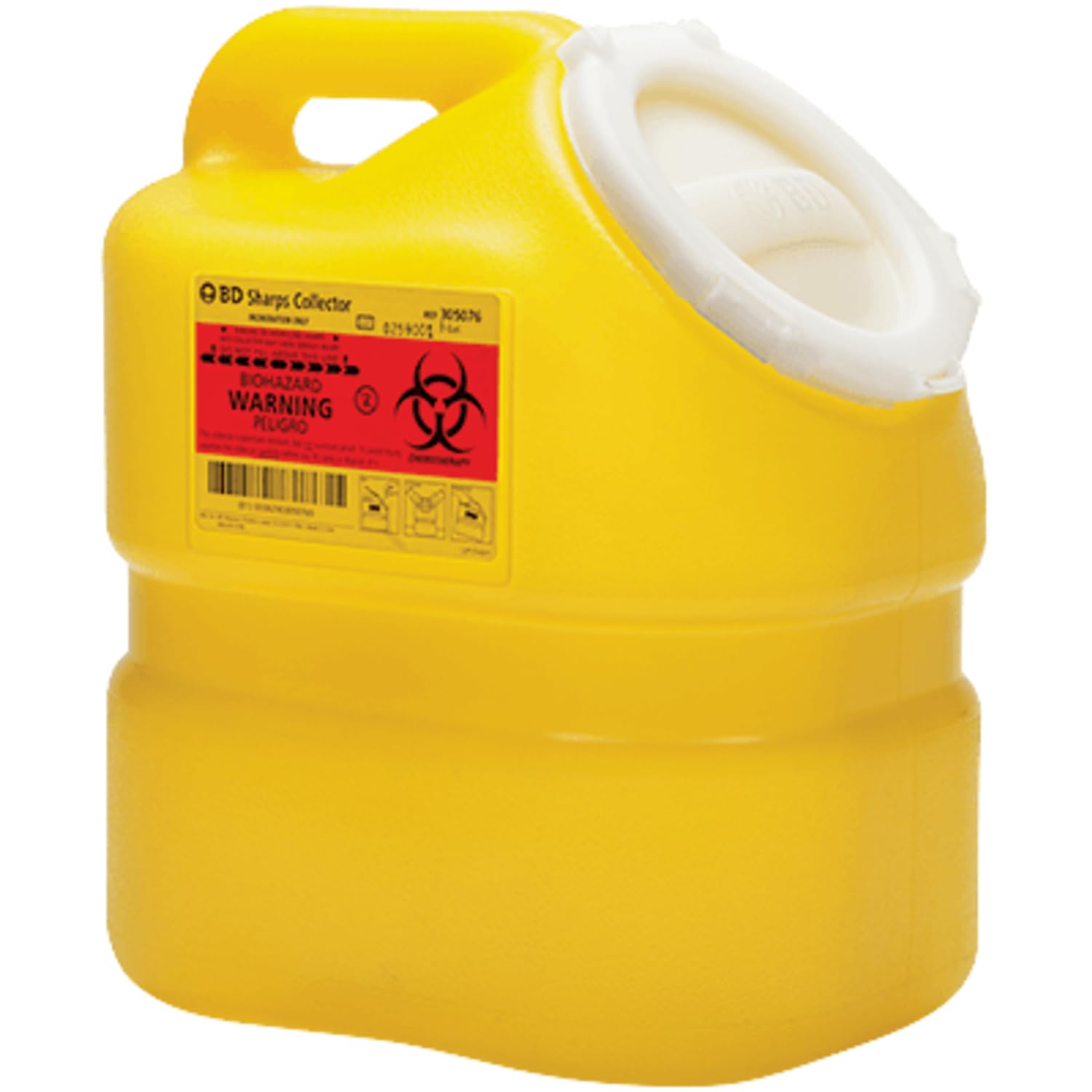 Becton Dickinson (BD) Chemotherapy Sharps Collector Hinge Top with Gasket | 9 GALLONS / 34 L | Yellow | Vertical Entry | Locking Lid | Handles for safe transport & disposal | 305603 | Pack of 1