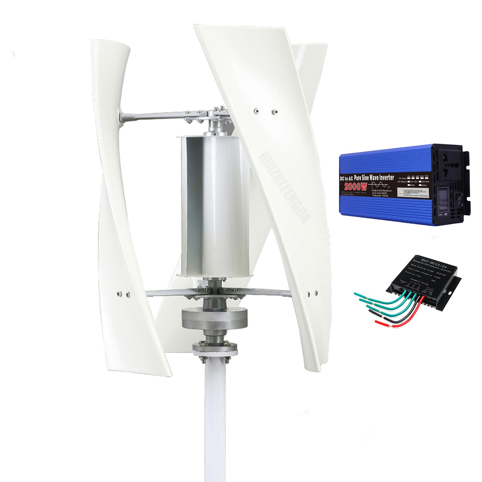 2000W Effizienter Vertikaler Windturbinengenerator, Für Zuhause 12V 24V 48V 220V AC Permanentmagnet-Windgenerator Mit Wechselrichter/MPPT-Controller