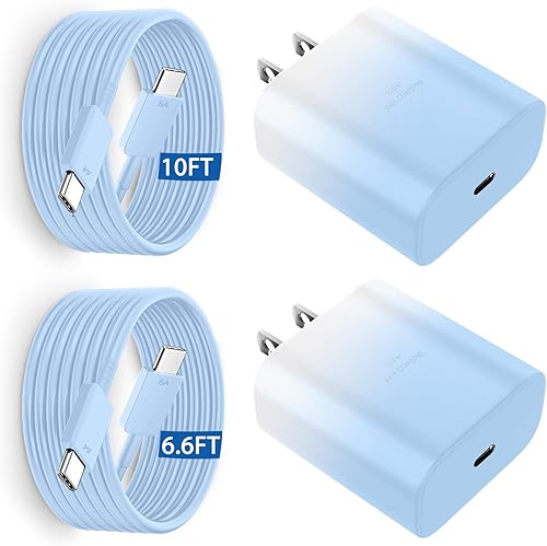 Cargador de teléfono súper rápido Samsung de 45 W, cargador rápido USB C, cable de carga rápida Samsung Galaxy S25 S24 Ultra Charge 10 pies tipo C