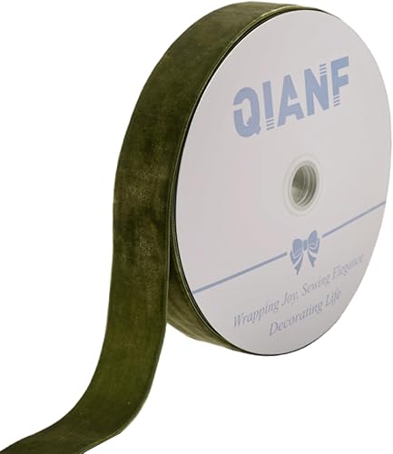 Miniatura 78 de Cinta de terciopelo caqui vintage, 3/8 pulgadas x 25 yardas 143-caqui,003-negro,045-rojo,159-verde musgo,165-Verde,180-Azul