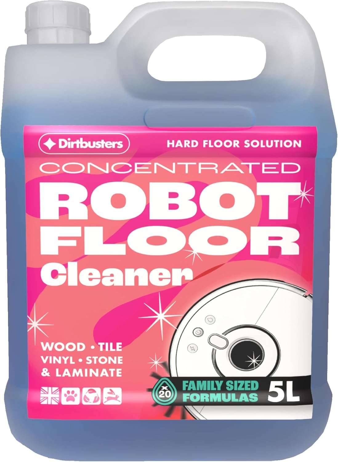 Dirtbusters Robot Mop Cleaning Solution (5L) Low-Foam Hard Floor Cleaner Concentrate for Robot Vacuum Mop Systems – Streak-Free Robot Floor Cleaner Liquid for Laminate, Vinyl & Tile – Seagrass Fresh-image-40