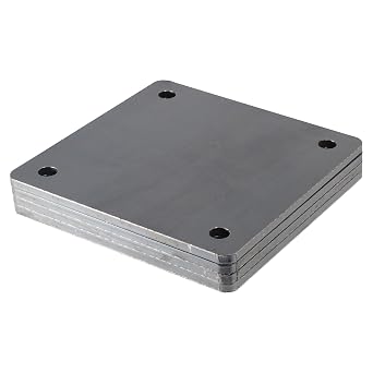 6" x 6" Steel Plate with Holes 3/16" Thick, 4-Pack Square Steel Base Plates with Pre-Drilled Holes for Brackets, Posts, Welding, and DIY Metal Projects