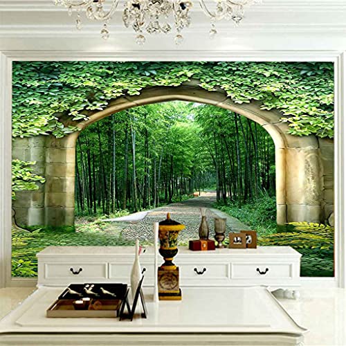 Papier Peint Toile Haute Résolution Forêt Bambous Verts 3D 300x210
