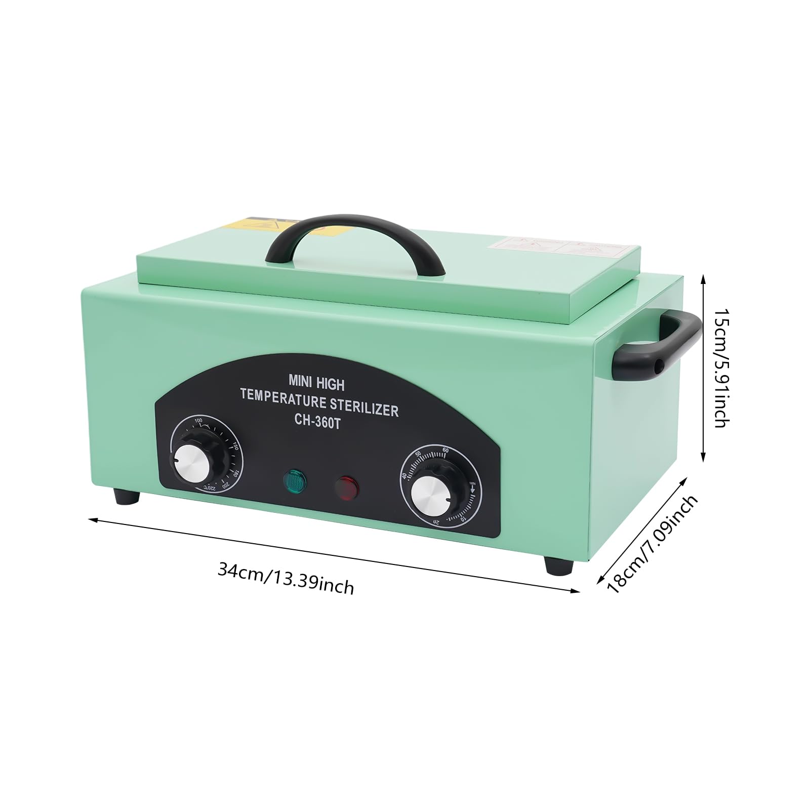 Sterylizator gorącym powietrzem 300 W, 50-220°C, regulacja temperatury, sterylizator z timerem, 0-60 minut, narzędzie do paznokci, sterylizator na sucho do studia paznokci, 34 x 18 x 15 cm,