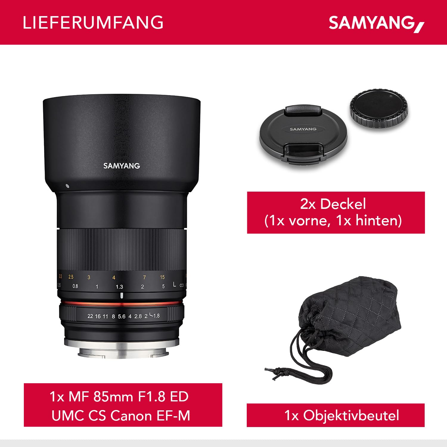 SAMYANG 85mm F1.8 Canon EFマウント Samyang MF 85mm F1.8 ED UMC CS Canon EF-M - für Canon APS-C