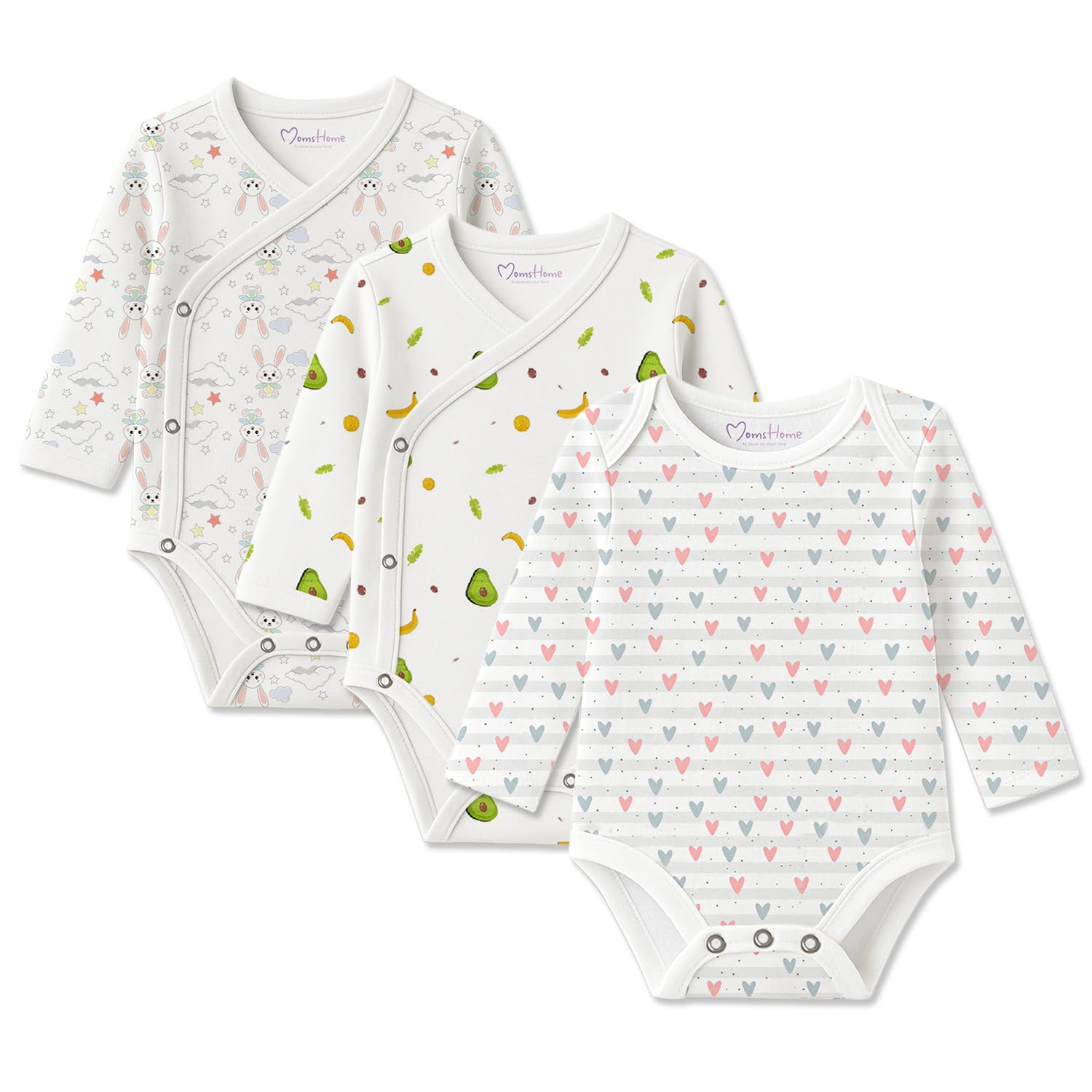 New Born Baby Organic Cotton Front Open Onesie | New Born Baby Clothes | Baby Full Sleeve Cotton Sleepsuits | Car,Galaxy,Little Hearts | Pack of 3-image-36