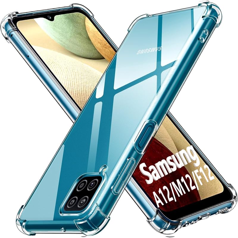 Image of Lustree Back Cover Transparent Case Compatible with Samsung Galaxy A12 | Clear + TPU Case with 4 Corner Air Cushion Protection & Camera Protection | Slim& Stylus Cover