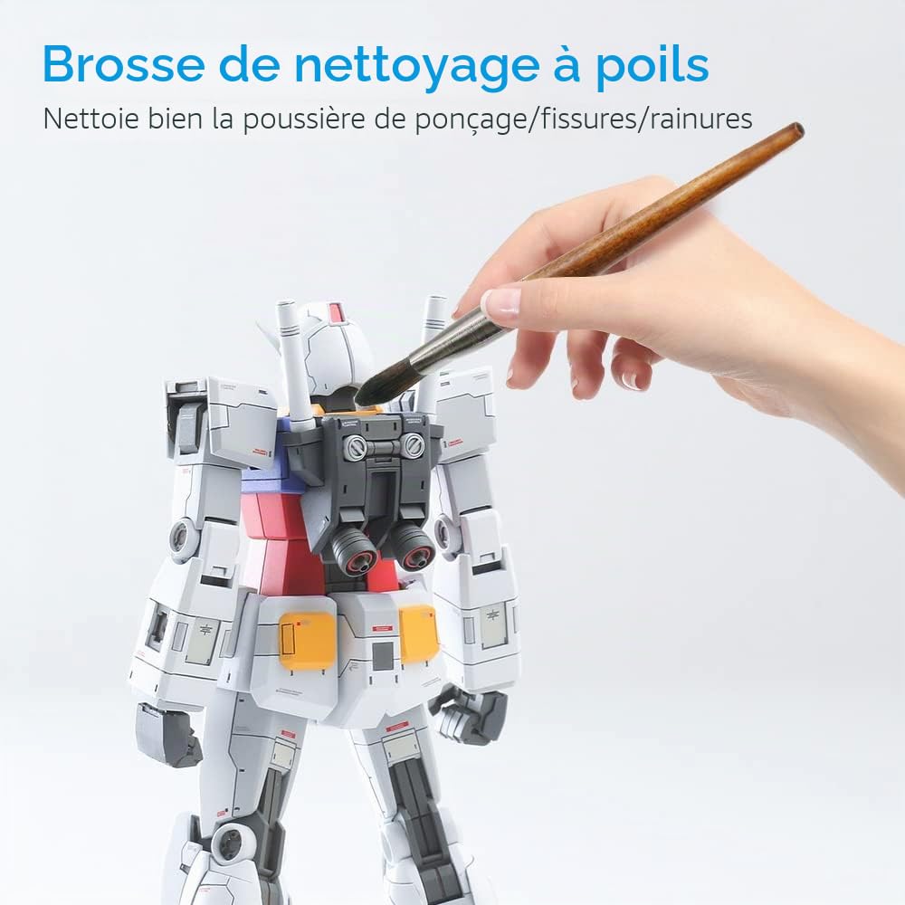 Lot de 3 brosses de nettoyage pour maquettes (manche en bois premium) - Brosse à dépoussiérer douce pour figurines, brosse professionnelle pour statues, figurines de collection, loisirs