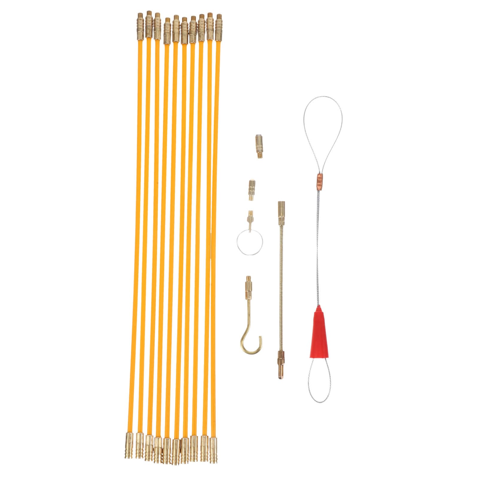 Kit de tiracables de 10 varillas de fibra de vidrio de 33cm para guiar cables