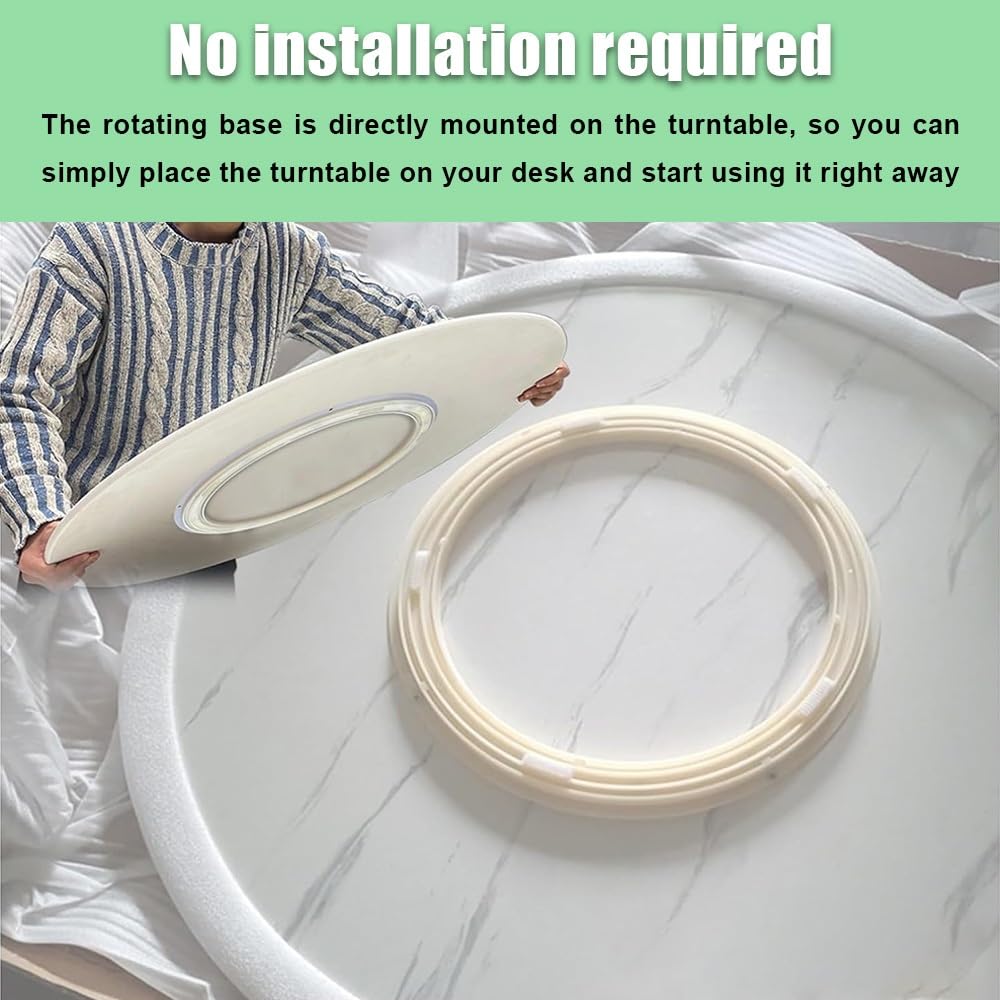 Plato Giratorio para Mesa, Lazy Susan Bandeja De Servicio, Bandeja Rotativa De Madera, Placa Giratoria para Servir Redonda Tabla Rotativa para Cocina(White,50CM/20IN)