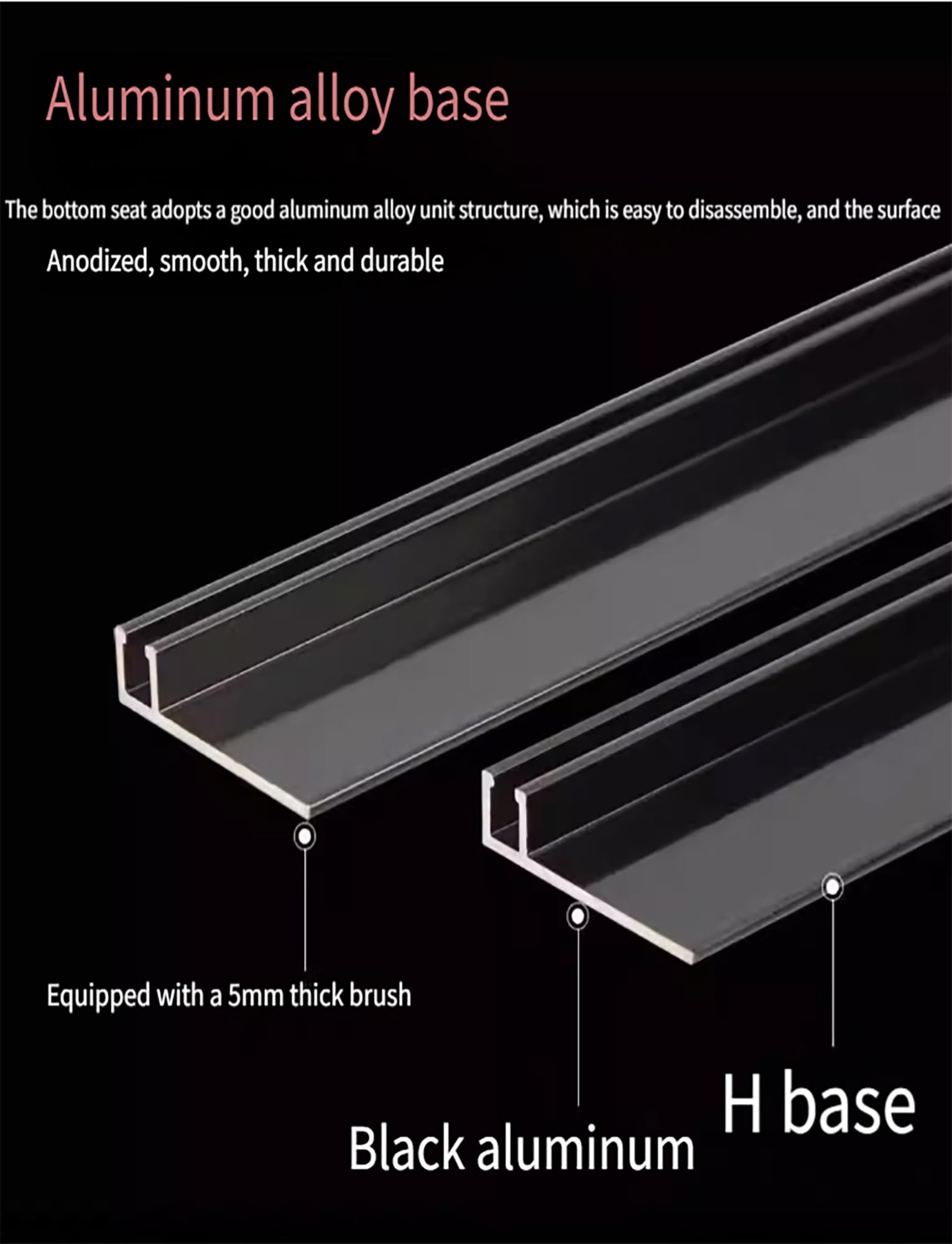 Burlete de puerta de aluminio de 39,37 pulgadas con cepillo, tira de sellado que retiene el agua for huecos, cepillo de sellado inferior de puerta de grado industrial, burlete de puerta(25cm)