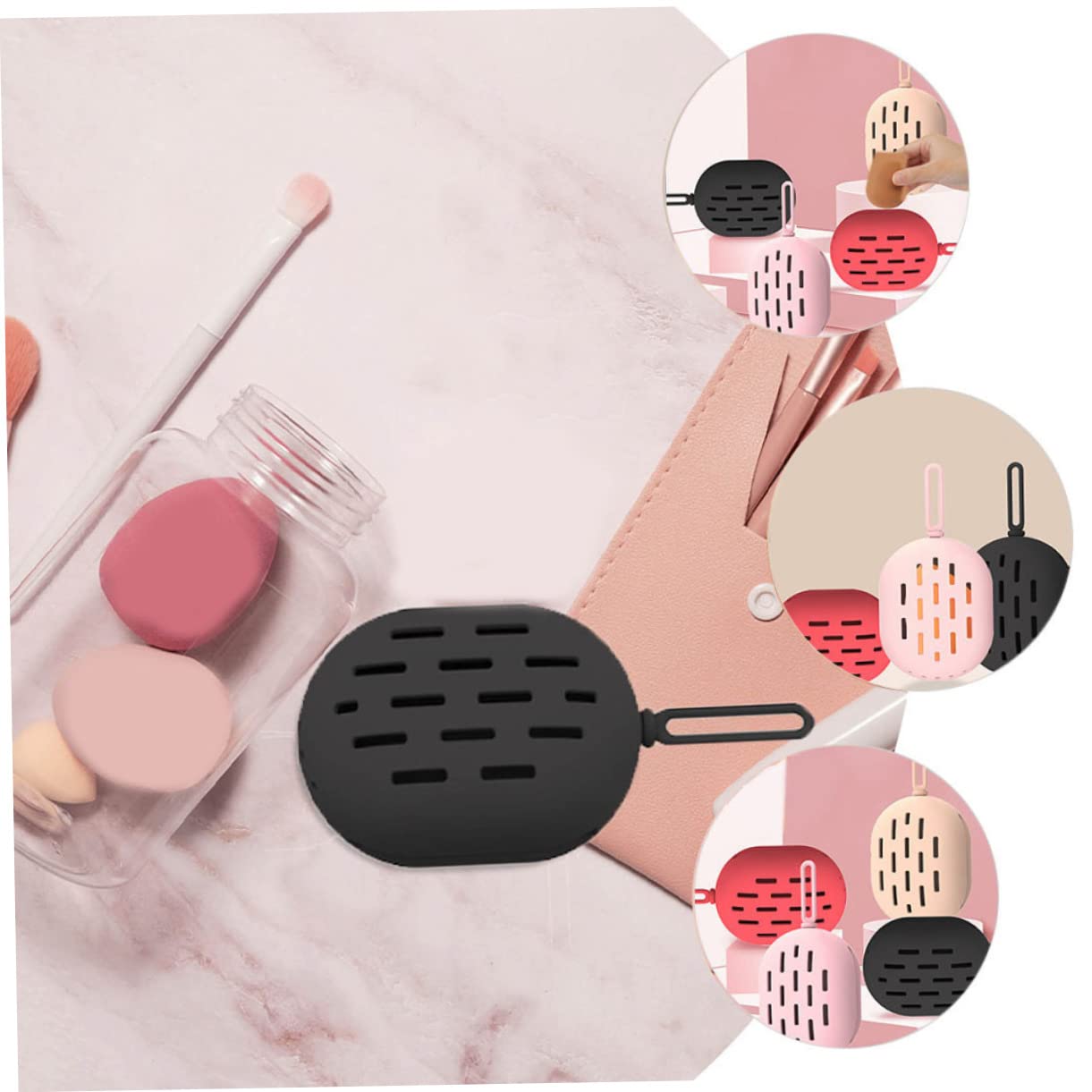 Beavorty 5piezas Caja De Almacenamiento De Esponjas De Maquillaje De Silicona Organizador Portátil Para Viaje Estuche Compacto y Transpirable Para Esponjas De Belleza