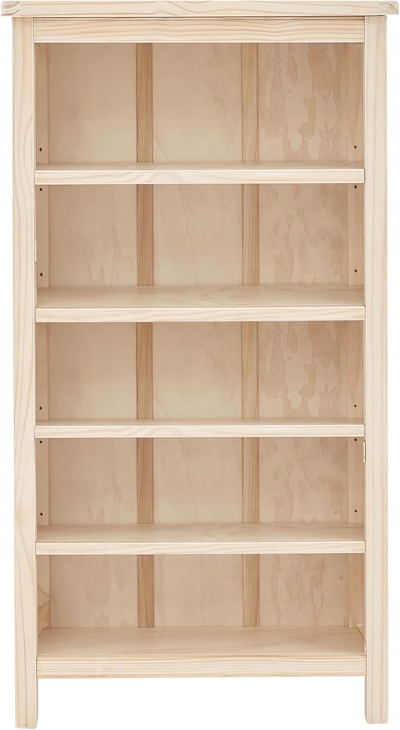 Solid Wood Tall Bookshelf Measuring 35.2" x 13.3" x 69.7" (White Washed MS)