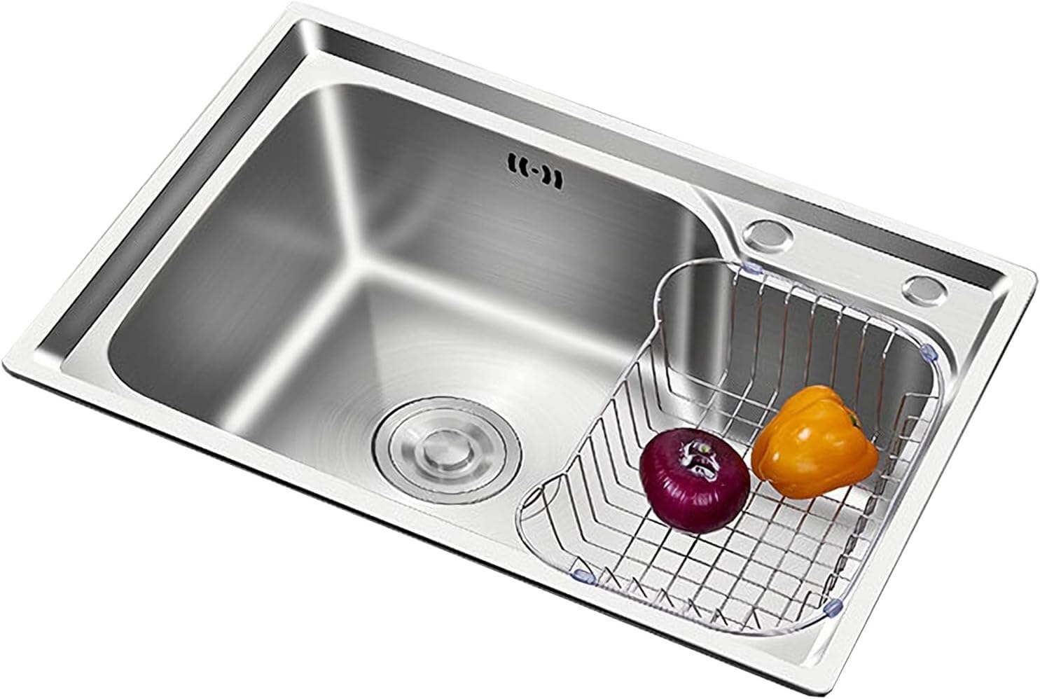 Évier de cuisine en acier inoxydable 58x43cm avec système de drainage efficace