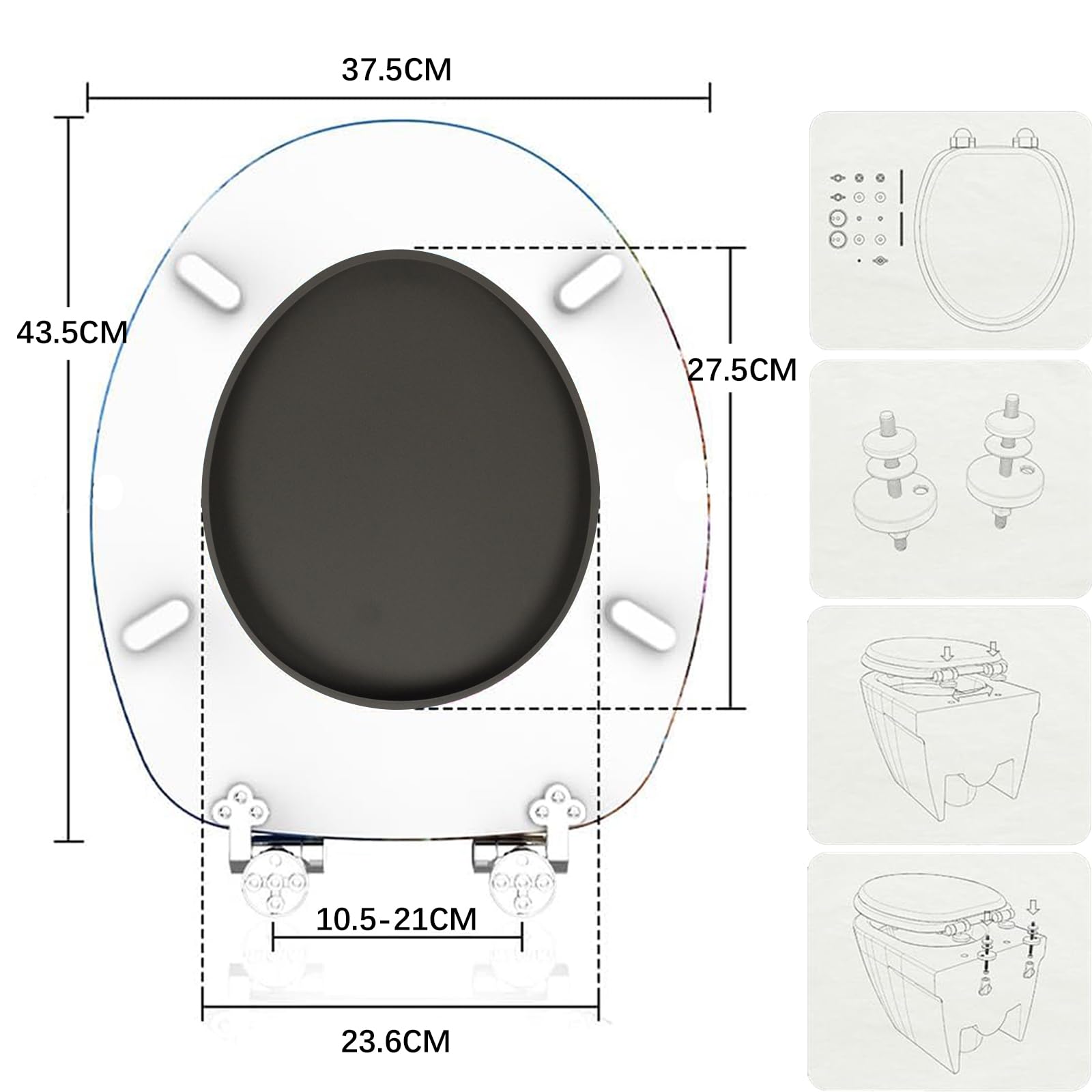 Style home Toilettendeckel WC-Sitz mit Absenkautomatik Holzkern