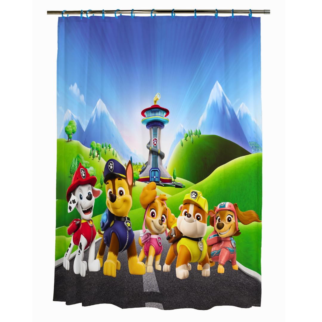 Nickelodeon Paw Patrol 13 Piece Shower Curtain and Ring Set, (100% Officially Licensed Product) by Franco