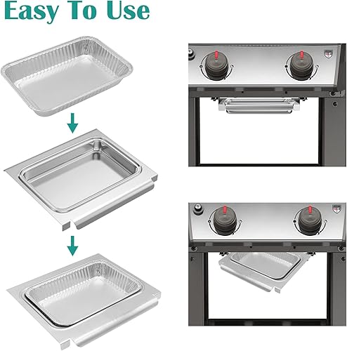 Miniatura 5 de 67047 - Soporte para bandeja de goteo con bandejas de aluminio para Weber Spirit I & II 200300 Series, bandeja de goteo para Genesis II LX200300