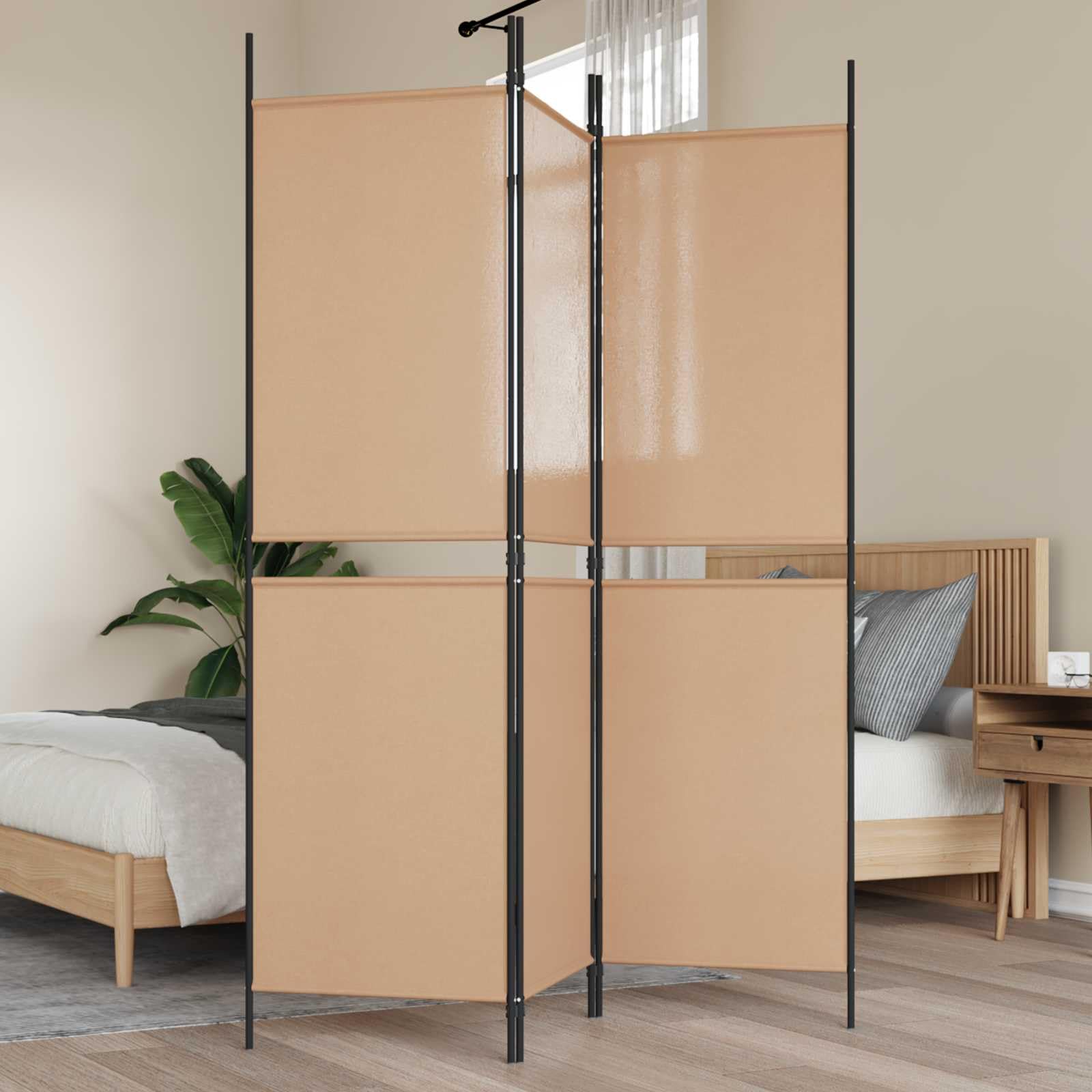 Séparateur de pièce en tissu beige 150x180 cm pliable lot de 3 paravents modulaires pour intérieur